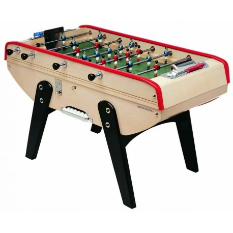 Babyfoot Bonzini B60 - vue latérale avec pieds en bois massif