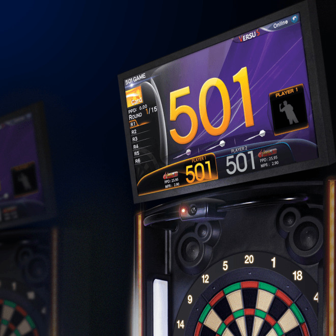 Écran de la machine Phoenix Dart affichant une partie de 501