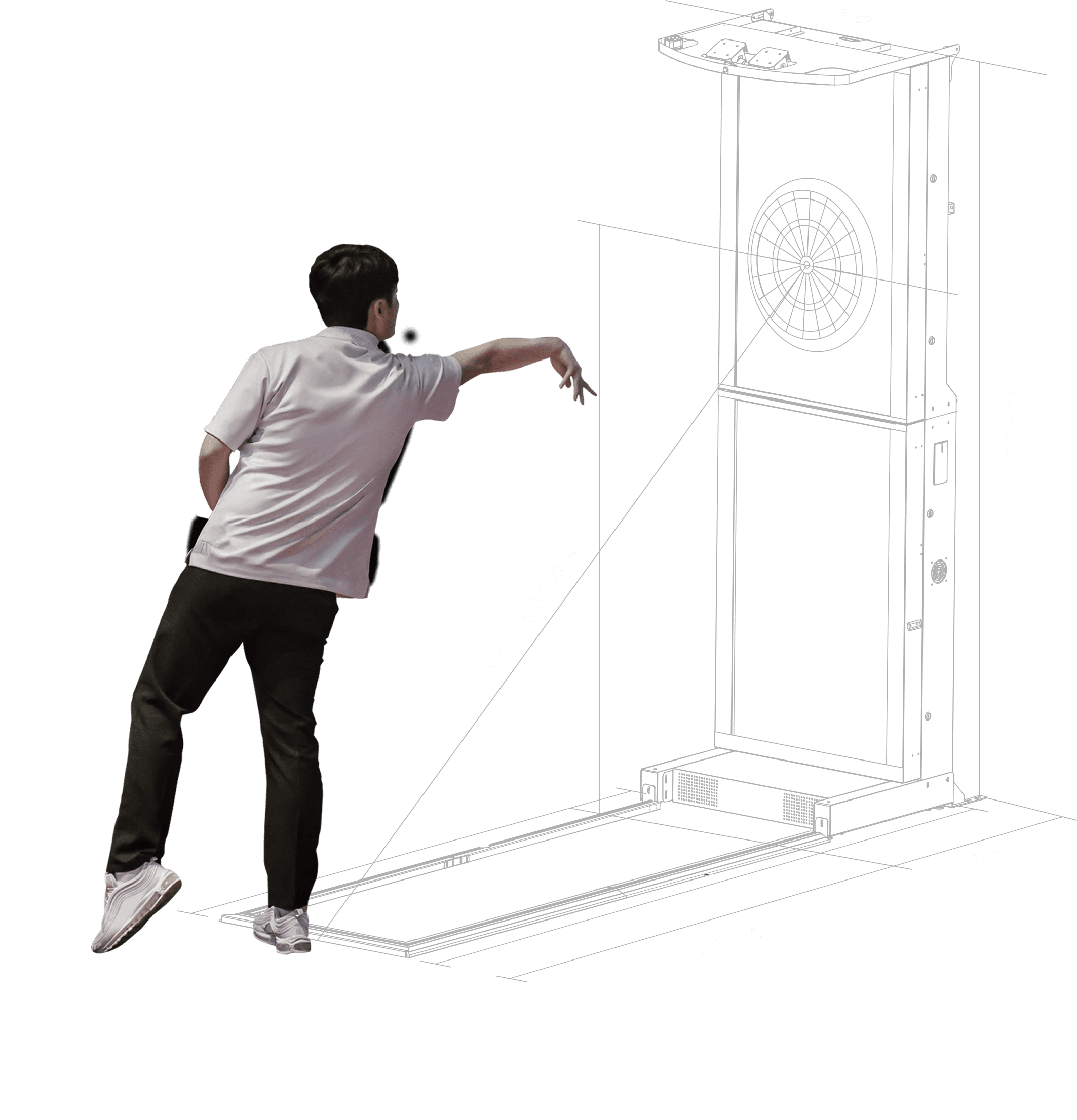 Joueur lançant une fléchette sur une machine Phoenix Dart